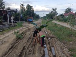 Aksi Protes, Warga Wonosari Tanami Pohon Pisang di Jalan Rusak