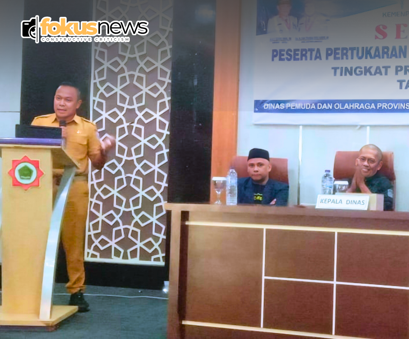 Kadispora Provinsi Gorontalo, Danial Ibrahim Saat Memberikan Sambutan Pada Peserta Seleksi PPAP 2025. Dokumen (Alkaf Prayoga/Fokusnews.co.id) Selasa (12/8/25)