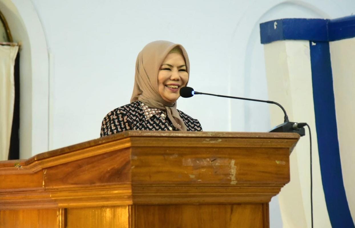 Wakil Gubernur Gorontalo Idah Syahidah Rusli Habibie saat memberikan sambutan pada HUT ke-91 Jemaat Imanuel Gorontalo, Senin malam (25/8/2025). (Foto – Diskominfotik).