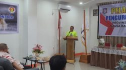 Danial Ibrahim, Kadispora Gorontalo saat memberikan sambutan. Foto (Fokusnews.co.id)