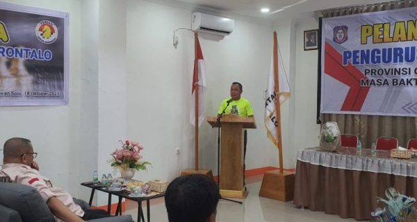 Danial Ibrahim, Kadispora Gorontalo saat memberikan sambutan. Foto (Fokusnews.co.id)
